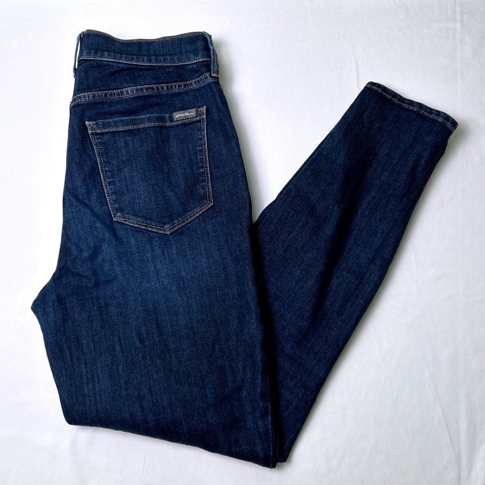 Eddie Bauer Women Slightly Curvy High Rise Skinny Jeans Size 6 Dark Blue Stretch